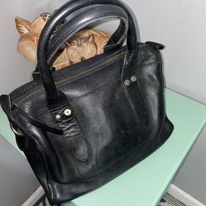 Frye Amy Zip Black Satchel Handbag Leather Purse Handbag Bag